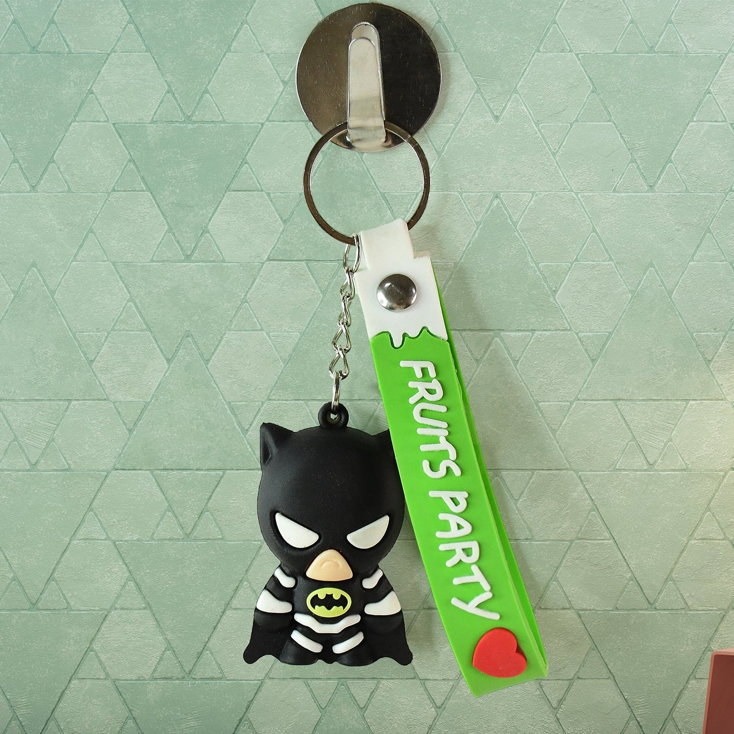 Cute Cartoon Silicone 3D Key Chain with Metal Hook & Strap (Pack of 1) Your Brand