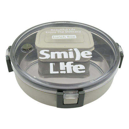 Miracle Stainless Steel Round Lunch Box, with Small Plastic Box Insert Leak Proof Lunch Box with Transparent lid, Lunch Box for Kids & Adults for School, Office (450 ML + 250 ML Approx) Your Brand