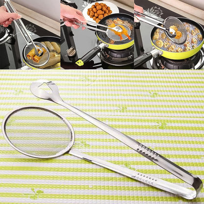 2In1 Stainless Steel Filter Spoon with Clip Food Kitchen Oil-Frying Multi-Functional Your Brand