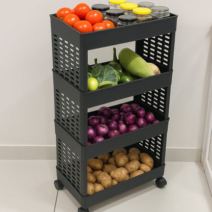 4-Layer Plastic Storage Rack with Wheels Your Brand