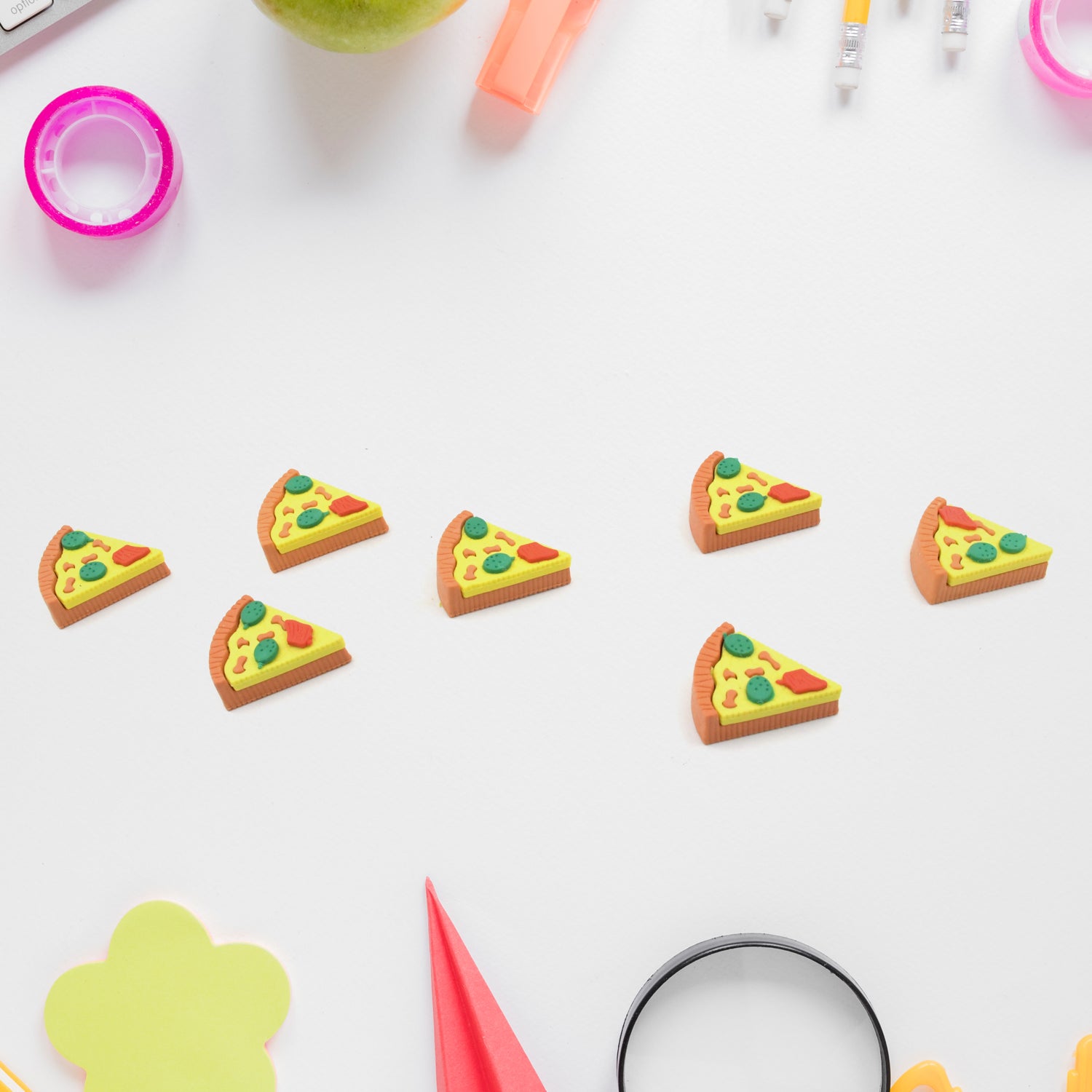 3D Pizza Slices Eraser Set – Fancy & Colorful Stationery for Kids & Gifts (7 slice) Your Brand