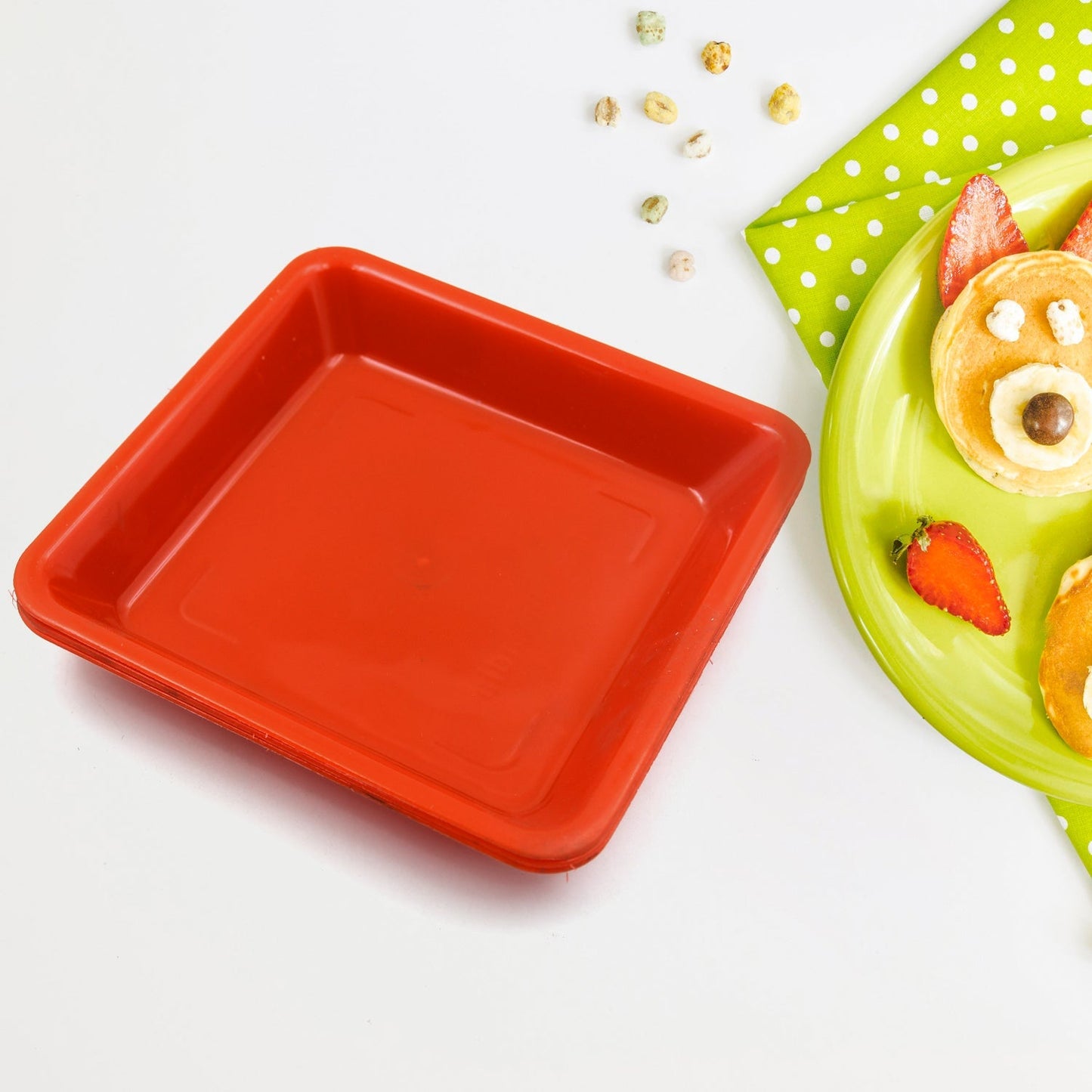 Square Plastic Halwa Dinner Plate Snacks / Breakfast, Restaurant Serving Trays Home School Coffee Hotel Kitchen Office (3 Pcs Set) Your Brand
