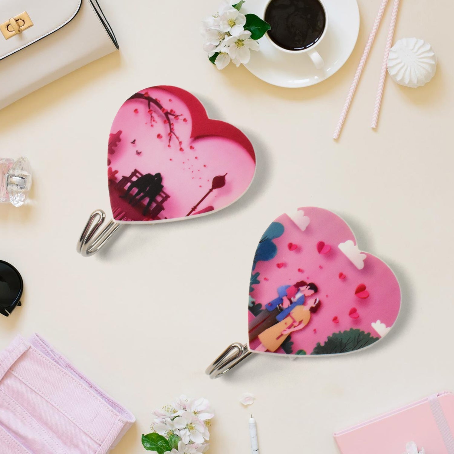 Multipurpose Strong Heart Shape Hook Self-Adhesive hooks (2 Pc Set) Your Brand