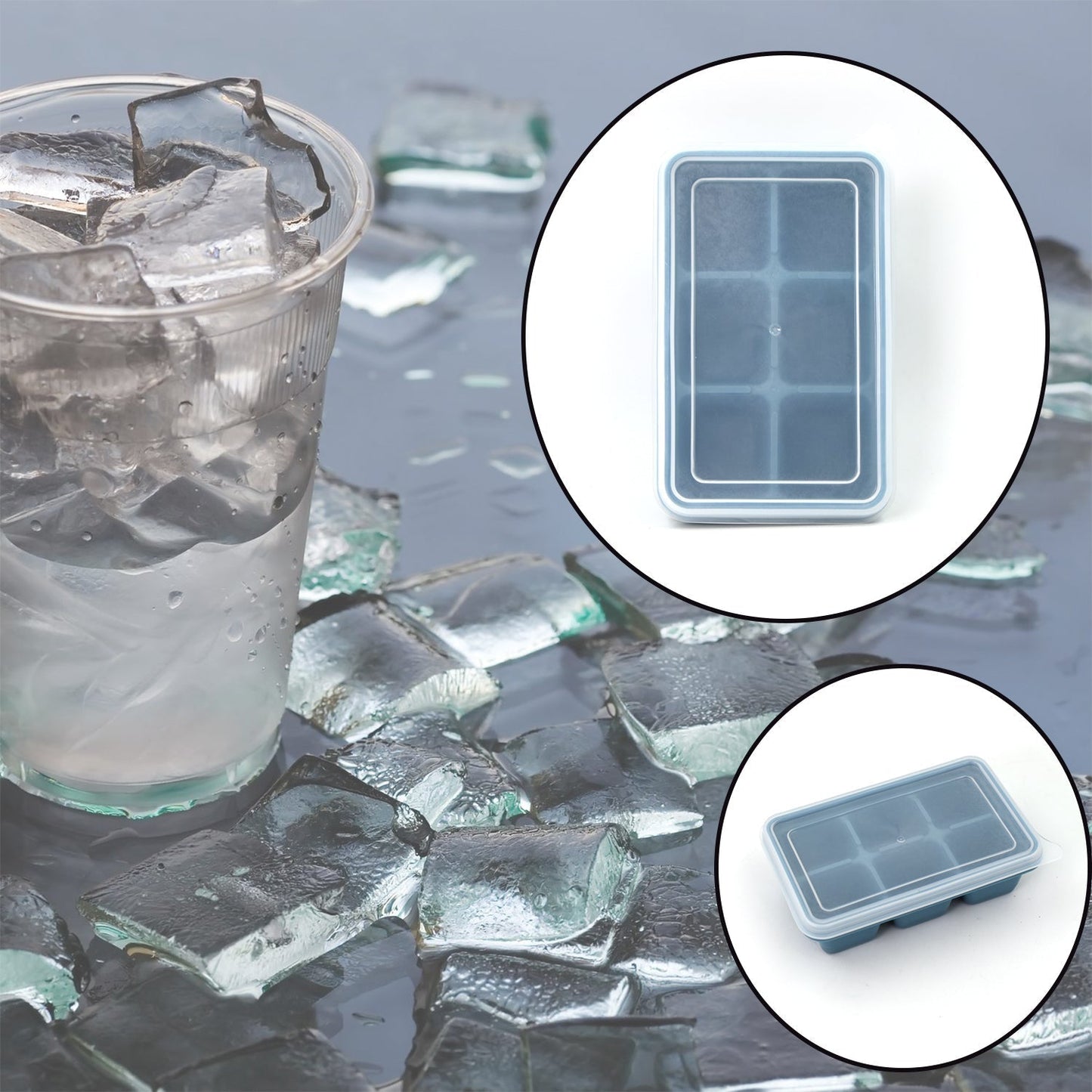 6 Grid Silicone Ice Tray Used In All Kinds Of Places Like Household Kitchens For Making Ice From Water And Various Things And All With Color Box (1 Pc) Your Brand