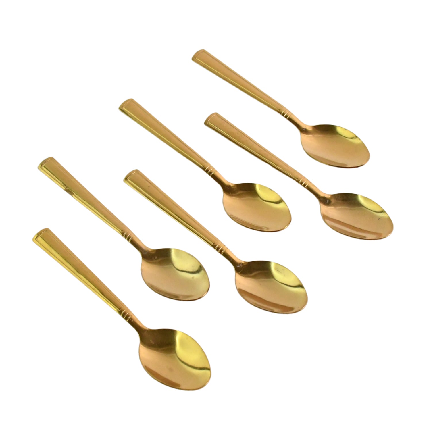 Premium Luxurious Stainless Steel Coated Spoons (6 Pcs Set / Golden) Your Brand