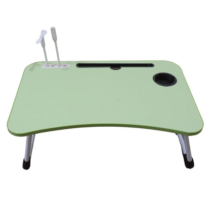 MultiPurpose Study Table Foldable Portable Notebook Bed Lap Desk Tray Stand Reading Holder with Coffee Cup Slot, Drawer, Fan, USB Cable & Light for Breakfast, Reading & Movie Watching (1 Pc Mix Color) Your Brand