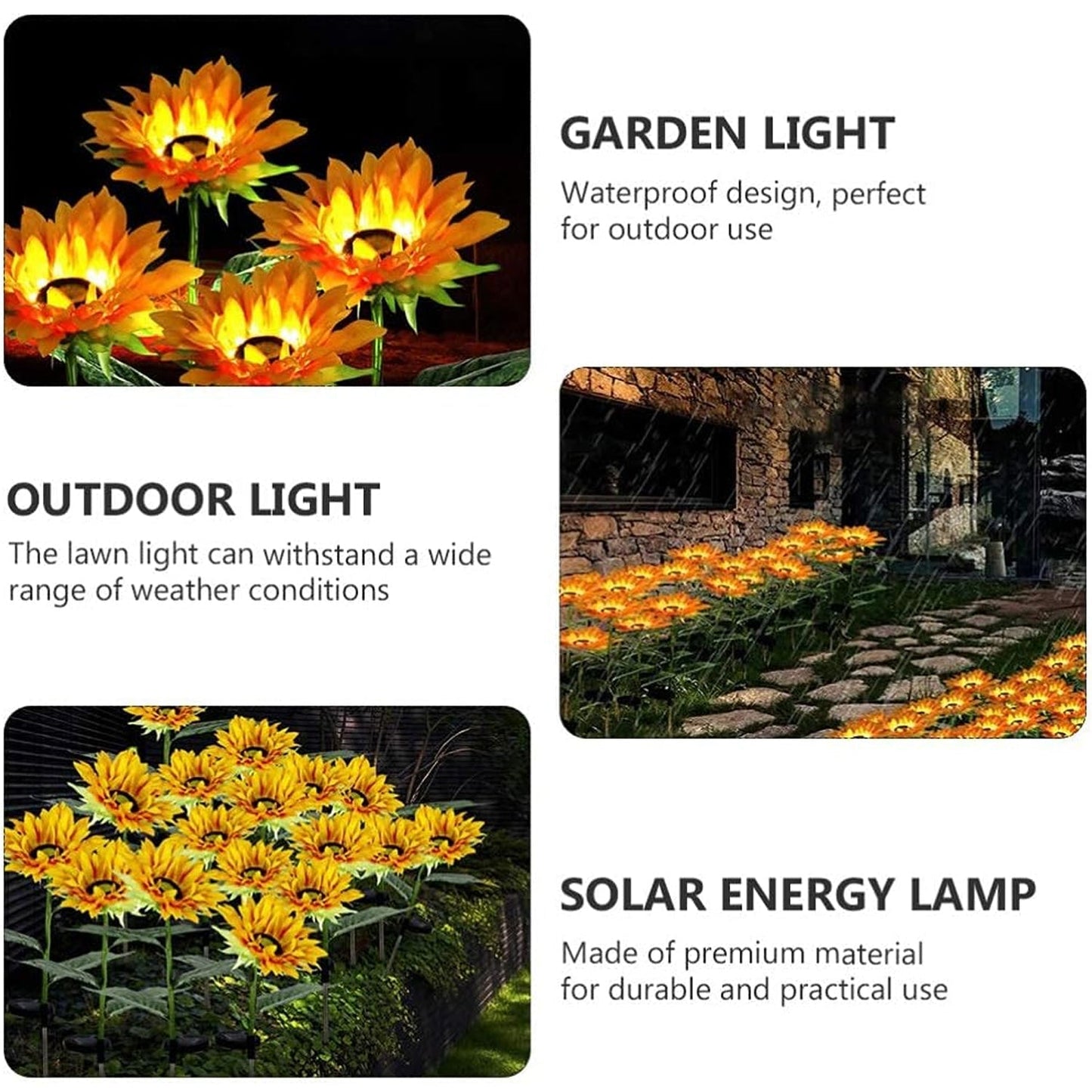 Garden Solar Sunflower Outdoor LED Light  Inserted Ground Simulation Plant (4 Pcs Set) Your Brand