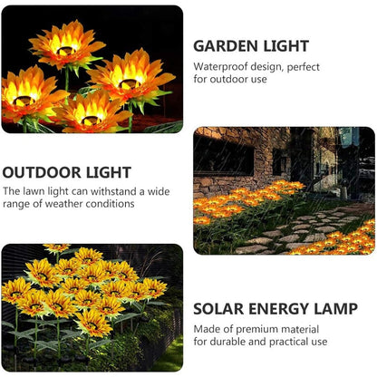 Garden Solar Sunflower Outdoor LED Light  Inserted Ground Simulation Plant (4 Pcs Set) Your Brand