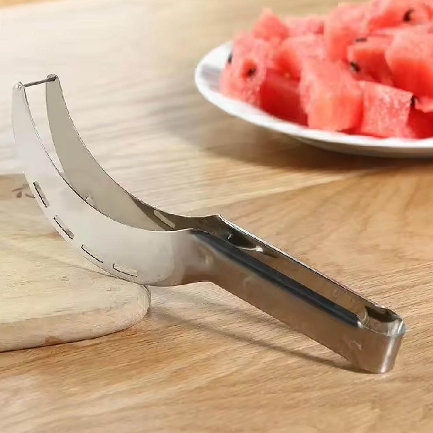 3in1 Stainless Steel Watermelon Cantaloupe Slicer Knife, Corer Fruit, Vegetable Tools Kitchen (1 Pc) Your Brand
