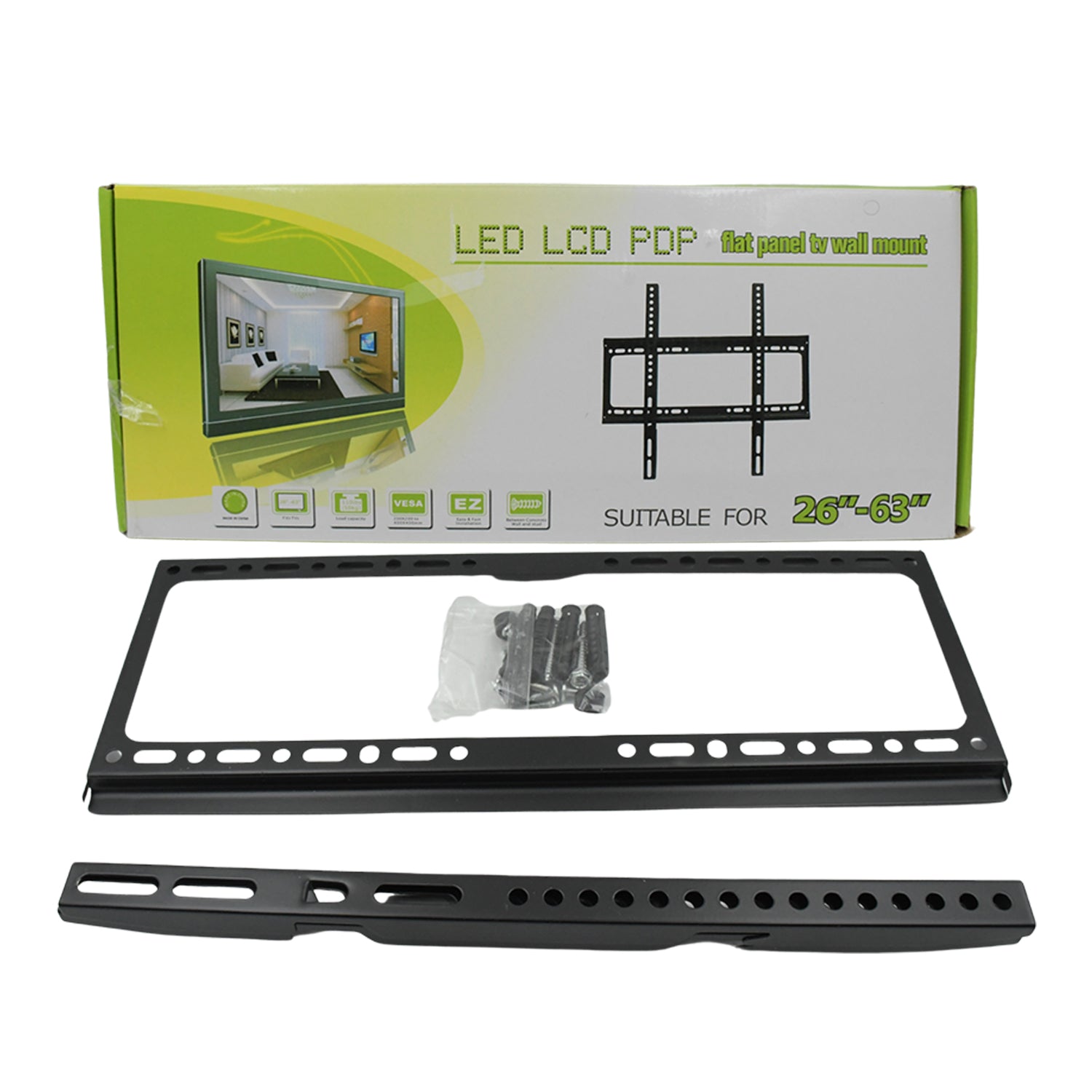TV Wall Bracket Mount Slim Monitor Stand for 26 x 63, LCD LED 3D plasma Flat TVs Full Motion Heavy-Duty Wall Bracket, Sturdy and Strong Flat Screen Design TV Wall Mount (46cmx20cm) Your Brand