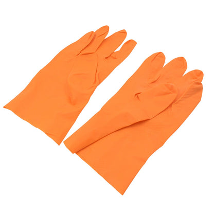 Multipurpose Rubber Reusable Cleaning Gloves, Reusable Rubber Hand Gloves I Latex Safety Gloves I for Washing I Cleaning Kitchen I Gardening I Sanitation I Wet and Dry Use Orange Gloves (1 Pair 40 Gm) Your Brand