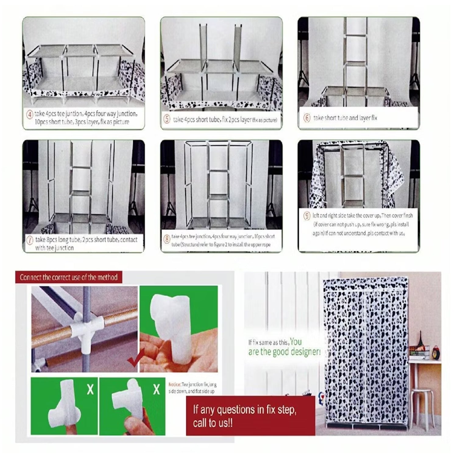 Big 8 Compartment Portable and Collapsible Wardrobe Racks (1 Set) Your Brand