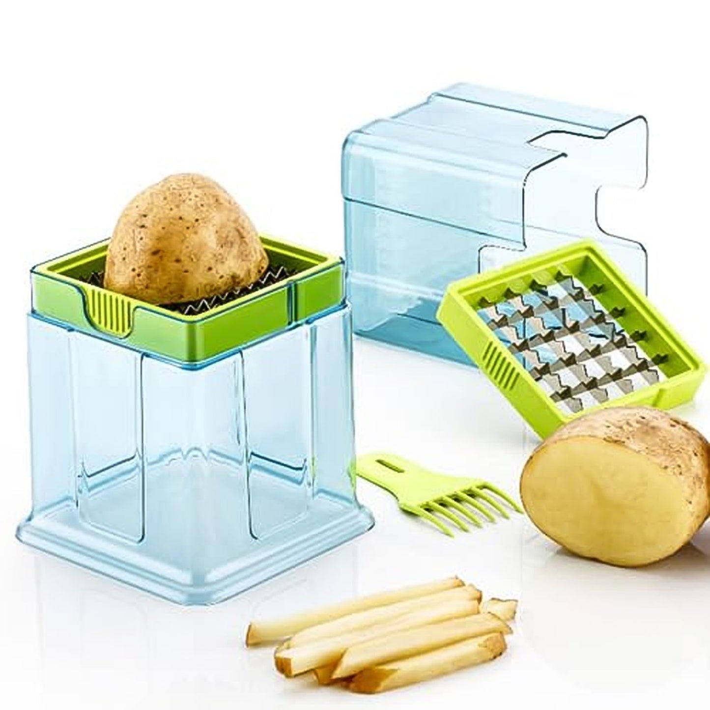 2-in-1 Potato Chipper & Slicer – French Fries Maker with Two-Blade Cutter (1 Pc) Your Brand