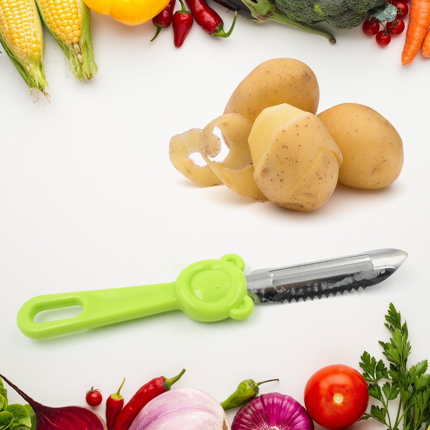 Multi-Purpose Stainless Steel Peeler With Handle For Vegetables,  2 in 1 Potato Peeler and Cutter, Stainless Steel Potato Peeler, grated Carrot, grated, Suitable for Peeling and shredding Fruit and Vegetables Kitchen Accessories (1 Pc) Your Brand