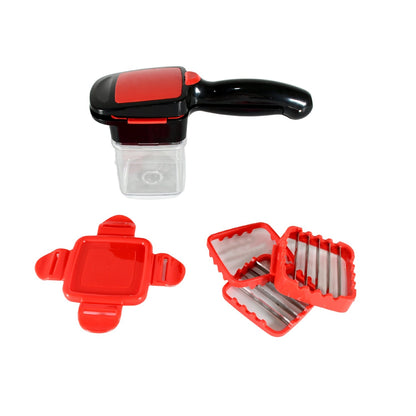 Multifunction Vegetable Cutter Manual Vegetable Quick Dicer Fruit Chopper Slicer with 3 Interchangeable Stainless Steel Blade Inserts, Non-Skid Base Slicer and Chopper Your Brand