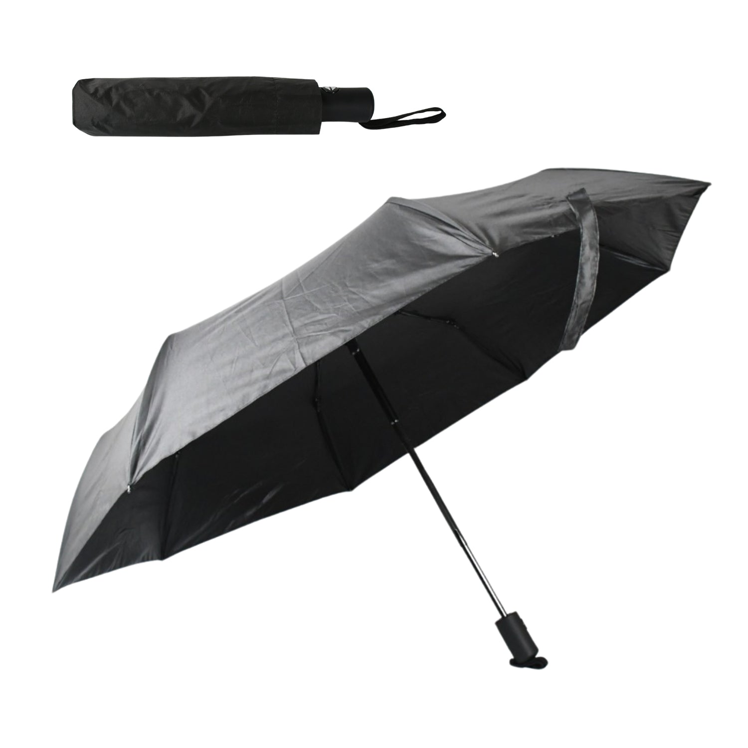 2 Fold Manual Umbrella – Wind, Sun & Rainproof with Steel Shaft & Wrist Strap Your Brand