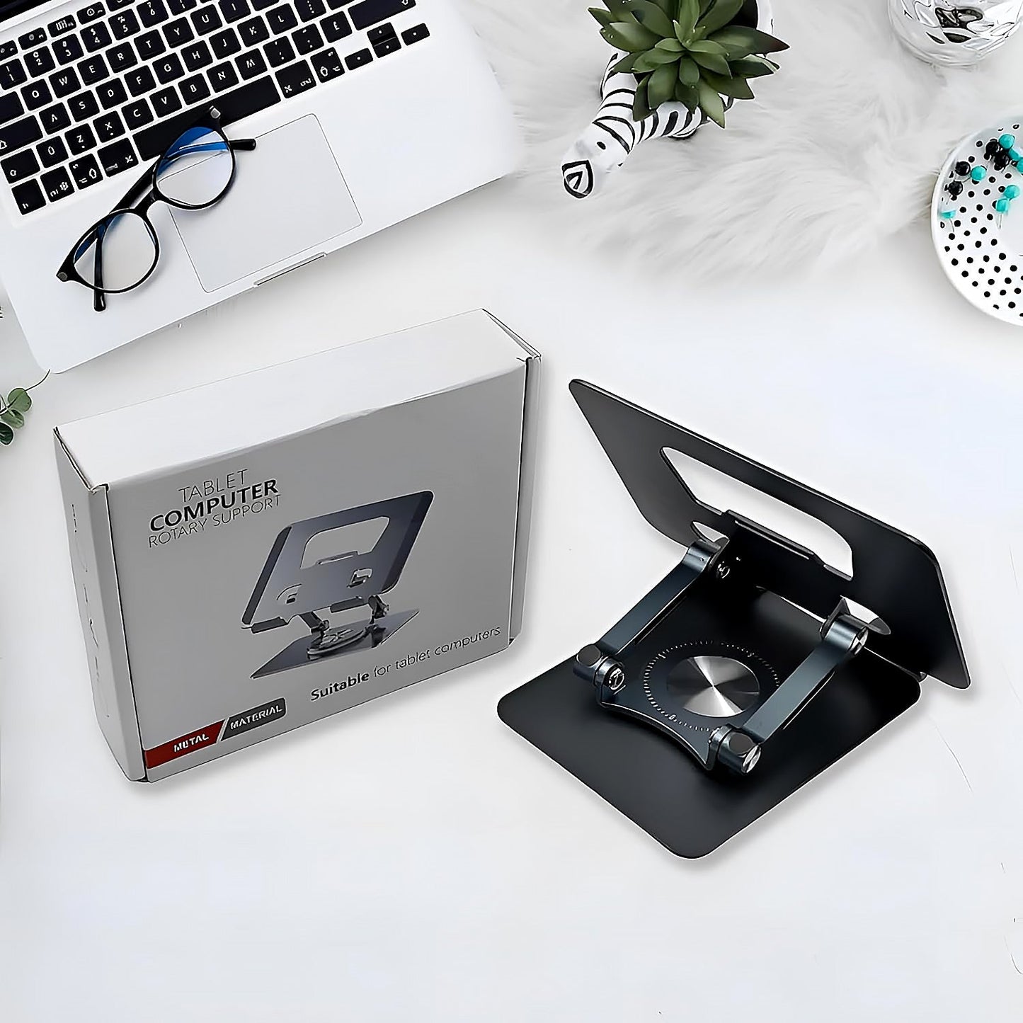 Aluminum Alloy 360°Rotating Bracket, Adjustable Laptop Stand, Portable Foldable Ergonomic Laptop Support Your Brand