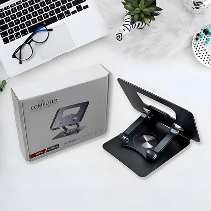 Aluminum Alloy 360°Rotating Bracket, Adjustable Laptop Stand, Portable Foldable Ergonomic Laptop Support Your Brand