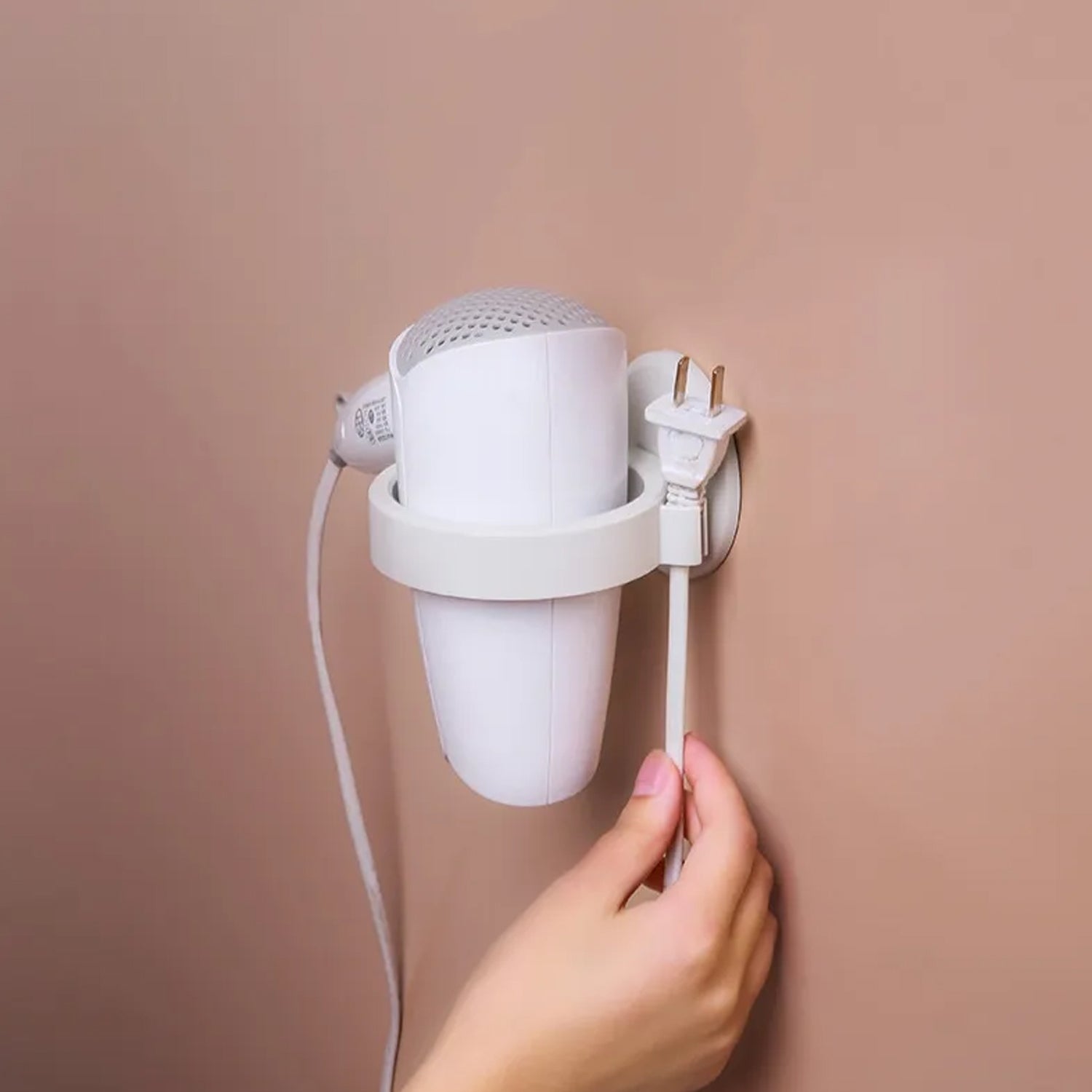 Wall Mount Hair Dryer Holder with Suction Cup, Plastic Wall Bracket for Bathroom, Beauty Salon / Home Use Self Adhesive Hair Dryer Stand Rack (1 Pc) Your Brand