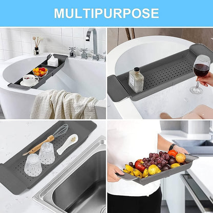 Retractable Bath Caddy, Retractable Bathtub (78 Cm Long Adjust / 1 Pc / With White Box) Your Brand