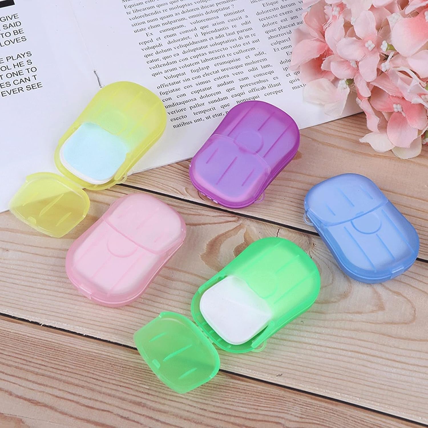 Travel Paper Soap Sheet with Mini Box (20 Sheets in a Pack Approx / Mix Color) Your Brand