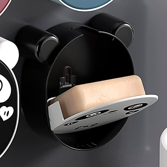 Plastic Cute Panda Soap Box – Wall Mounted Flip-Top Drain Soap Case (1 Pc) Your Brand