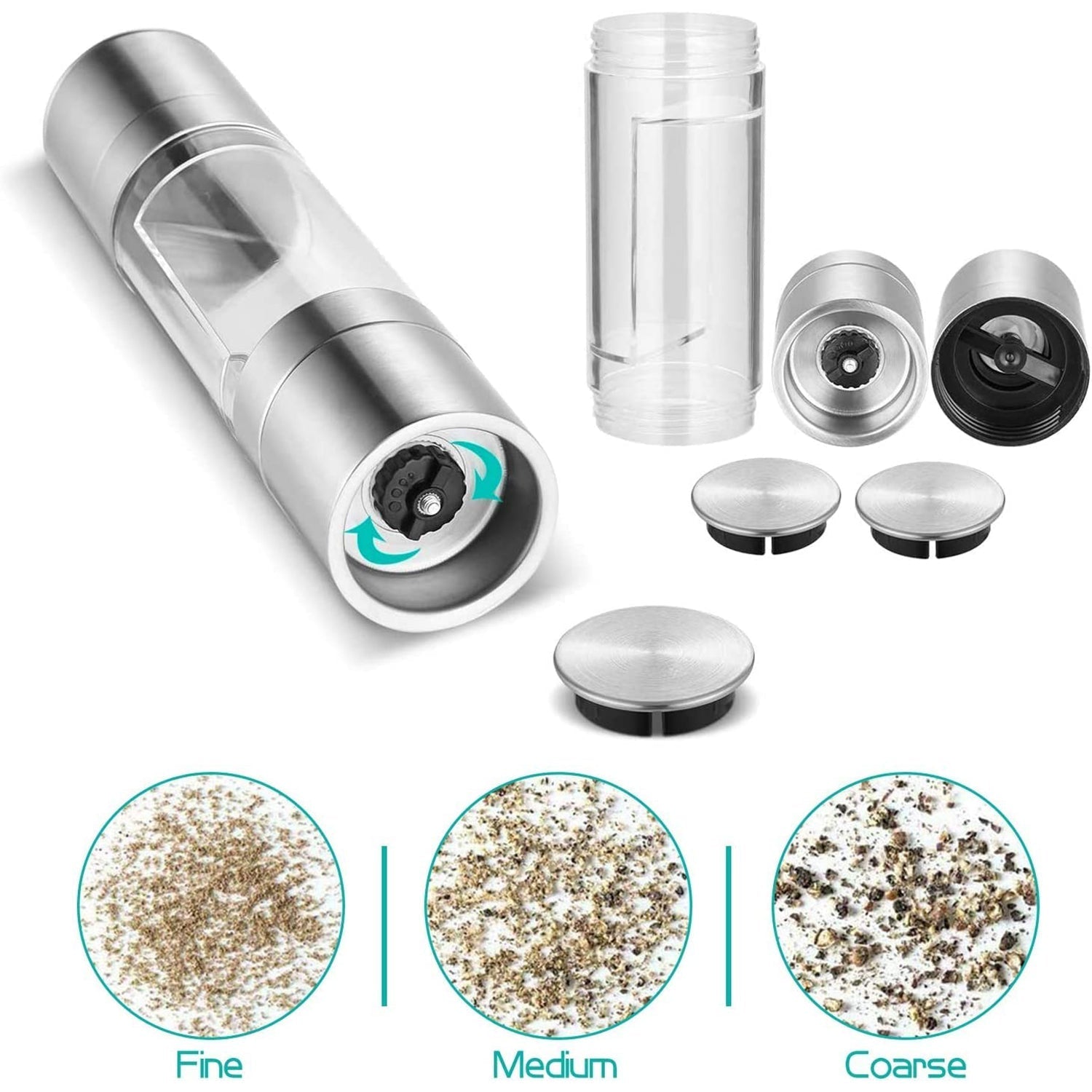 2-in-1 Stainless Steel Salt and Pepper Grinder Your Brand