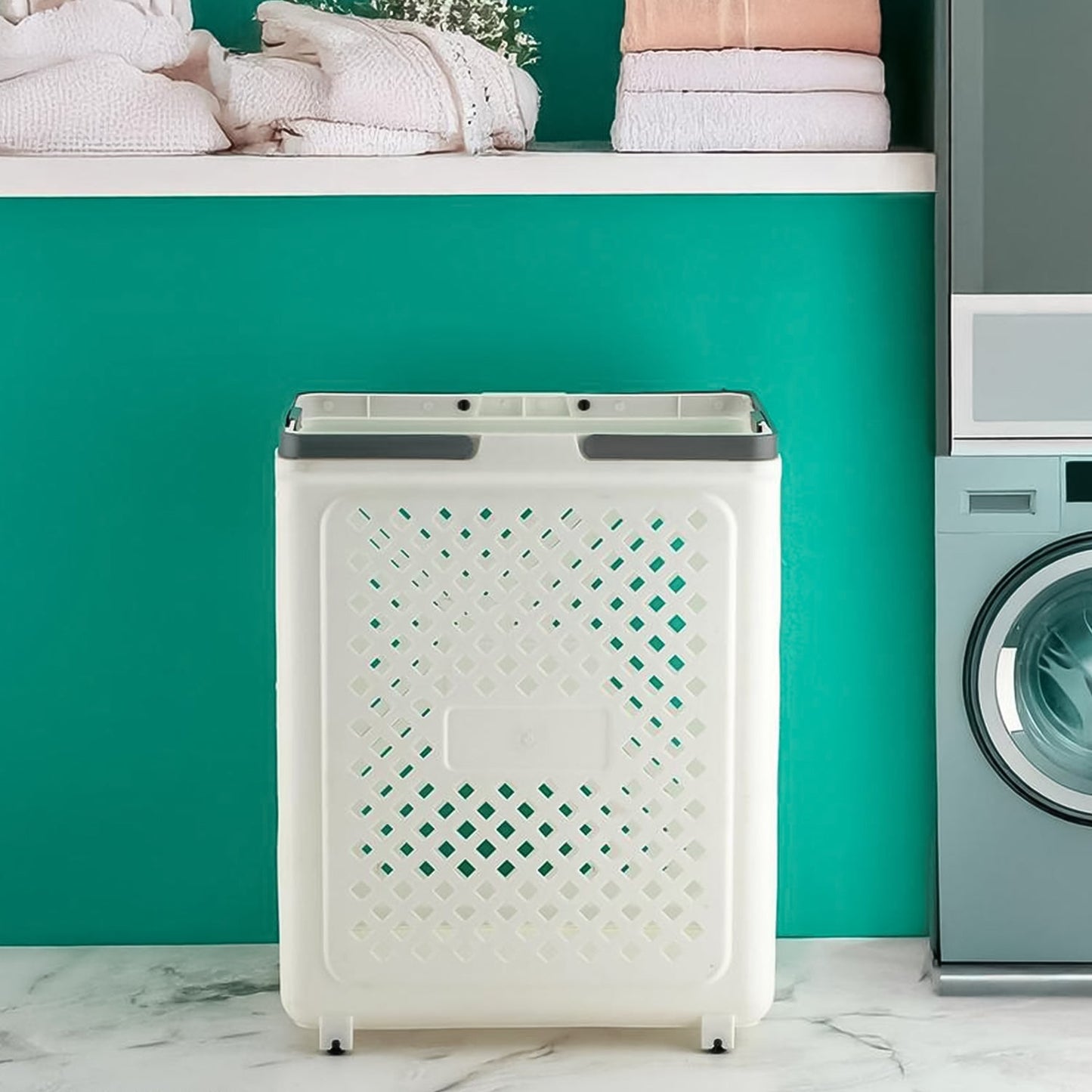 Large Foldable Laundry Basket with Wheels Your Brand