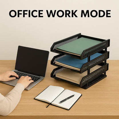 4-Layer Multifunctional File Rack with Drawers for Office Desk Your Brand