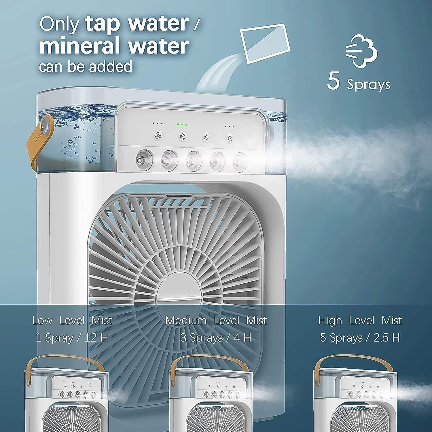 Portable Air Cooler Fan with 7-Color Light – Personal AC Fan Your Brand