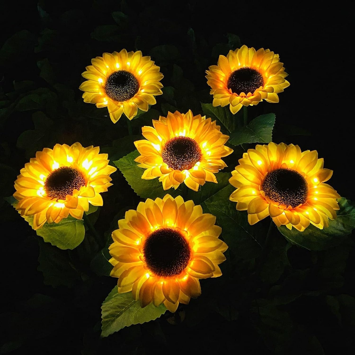 2 Pc Outdoor Solar Sunflower Lights Intelligent Light Control Waterproof Garden Landscape Stake Light Your Brand