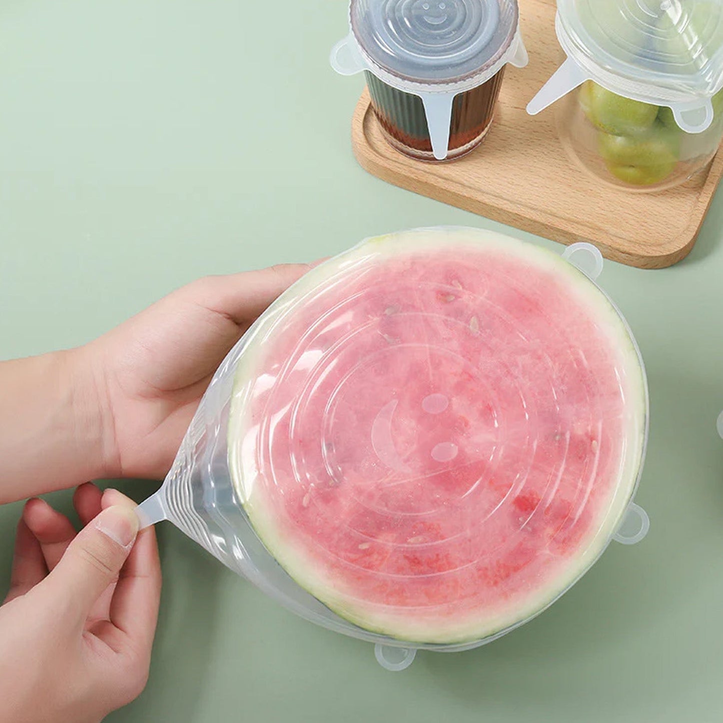 Silicone Food Cover Stretch Lids Set - 6 Reusable Eco-Friendly Kitchen Storage Covers Your Brand