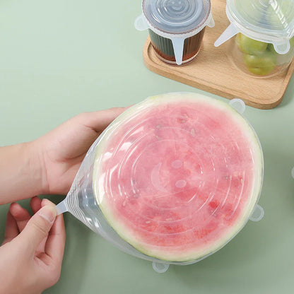 Silicone Food Cover Stretch Lids Set - 6 Reusable Eco-Friendly Kitchen Storage Covers Your Brand