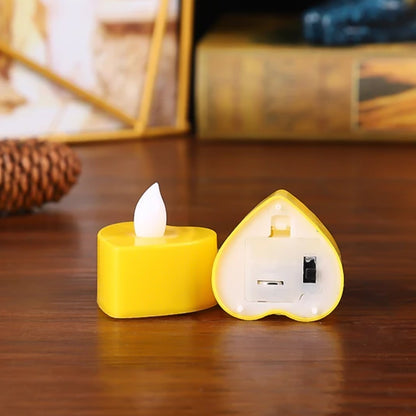 Heart Shape Battery Operated Tea Light LED Candles, for Decoration Use, Diwali (24 Pc Set) Your Brand