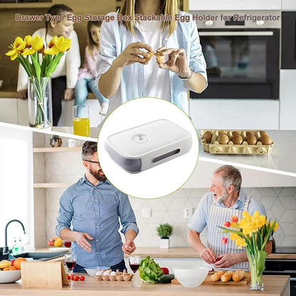 Egg Storage Box Plastic Egg Drawer Fridge Egg Organizer Egg Keeper Refrigerator Egg Drawer Plastic Egg Carton Covered Egg Holder Pantry Egg Bin Household Egg Tray (1 Pc) Your Brand