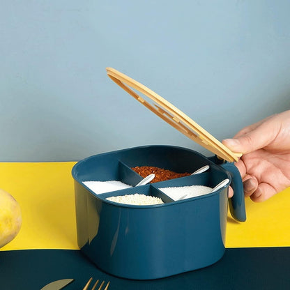Fancy 4-Section Masala Box for Kitchen Storage (Spice Container) Your Brand