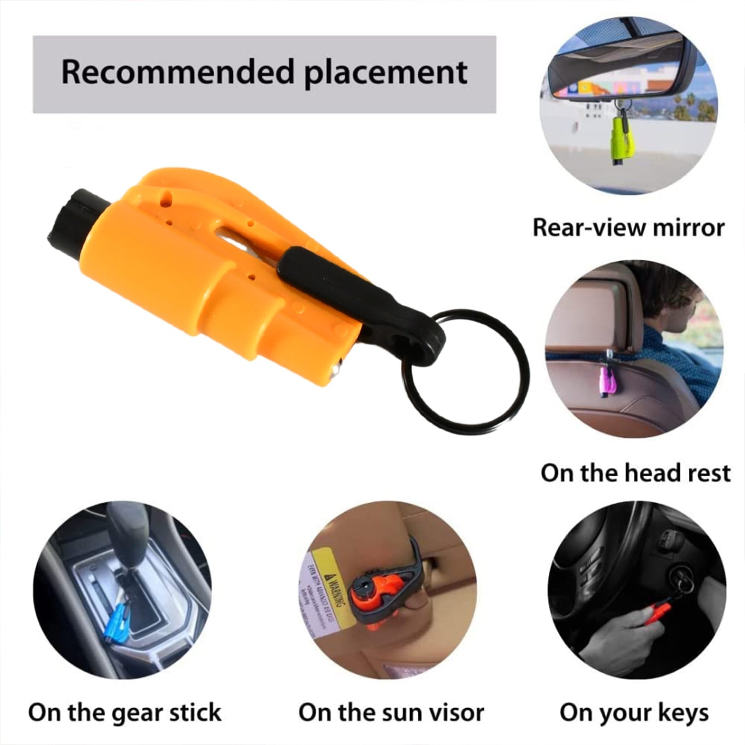 2-in-1 Emergency Safety Cutter – Keychain Tool for Glass Breaking & Seatbelt Cutting, Portable & Handy Your Brand