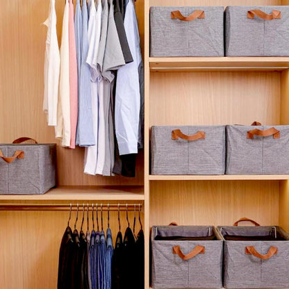 FOLDABLE STORAGE BOX HANDLES, COTTON AND LINEN STORAGE BINS AND BASKETS ORGANIZER FOR NURSERY, CLOSET, BEDROOM, HOME (45 Cm) Your Brand