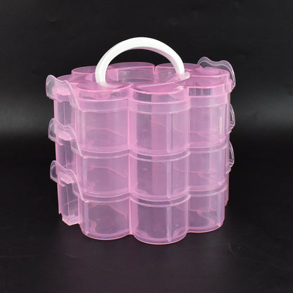 3-Layer Transparent Plastic Flower-Shaped Storage Box with 9 Grids Your Brand