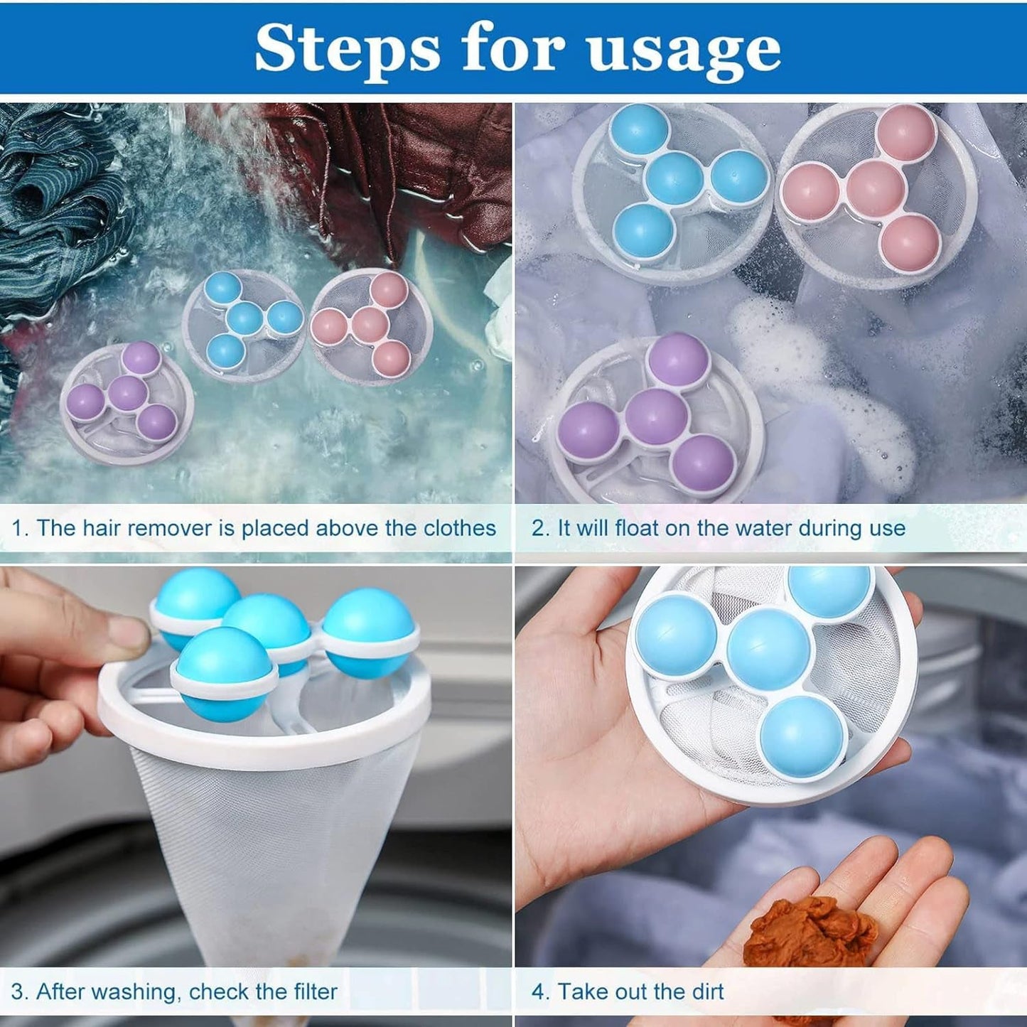 Floating Laundry Ball Lint Catcher – Reusable Hair & Fur Filter (1 Pc) Your Brand