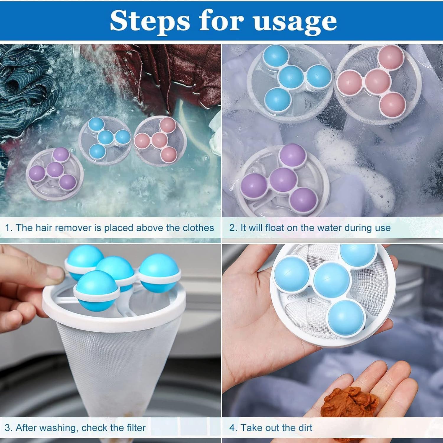 Floating Laundry Ball Lint Catcher – Reusable Hair & Fur Filter (1 Pc) Your Brand