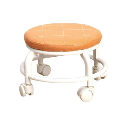 Roller Seat Stool Low Height Rolling  Plastic  Stool Multifunctional Small Household Movable Mini Stool Pulley Wheel Stool for Garage Home Library (1 Pc) Your Brand