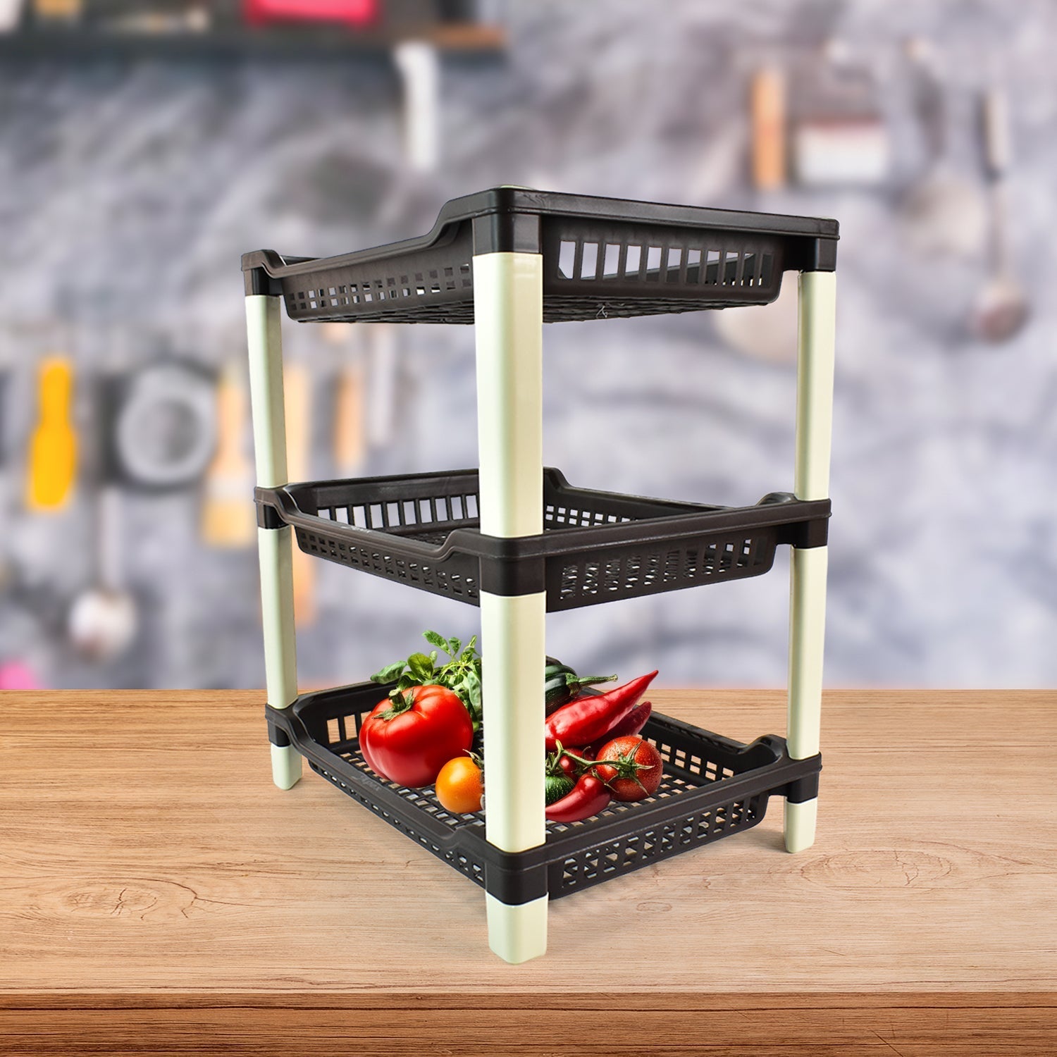 Apex Big Multi use Plastic Storage Rack – 3-Tier (1 Pc) Your Brand