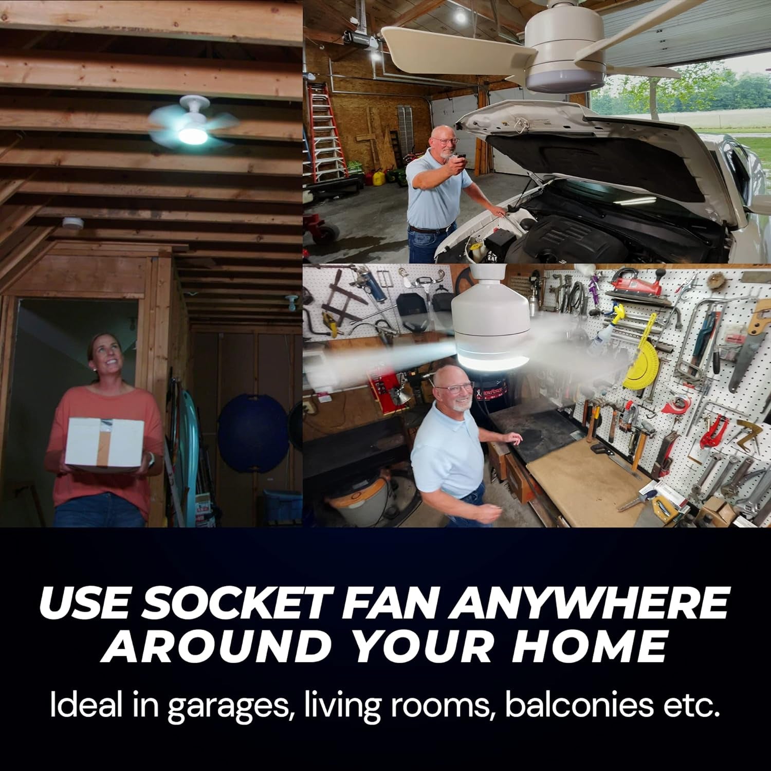 Original Cool LED Socket Fan Light – Ceiling Fan Replacement, 1000 Lumens/5000K, Remote Controlled (Remote Battery Not Included) Your Brand