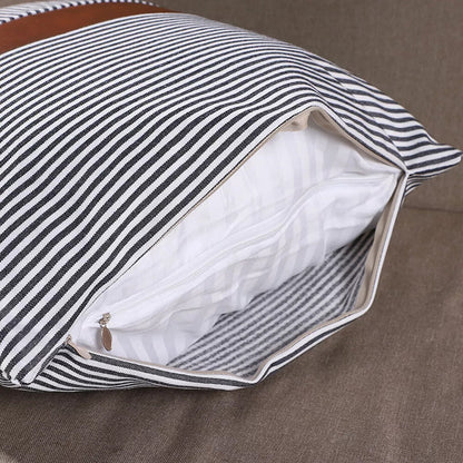 Pillow Covers, leather & cotton Cushion Covers (16 × 16 Inch / 1 Pair / 2 Pc) Your Brand