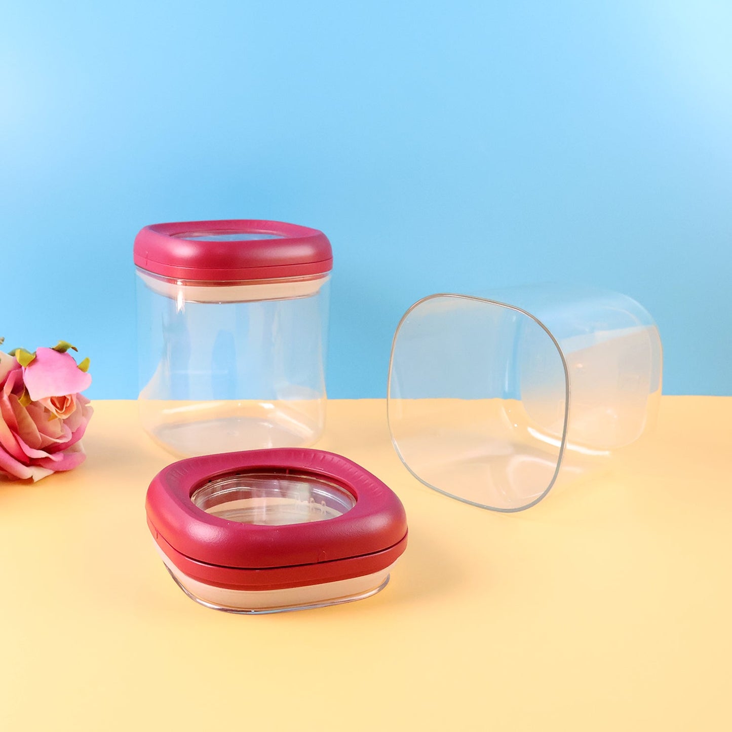 Supermom Transparent Twist Lock Kitchen Storage Container Set (Approx 800ML & 2Pc) Your Brand