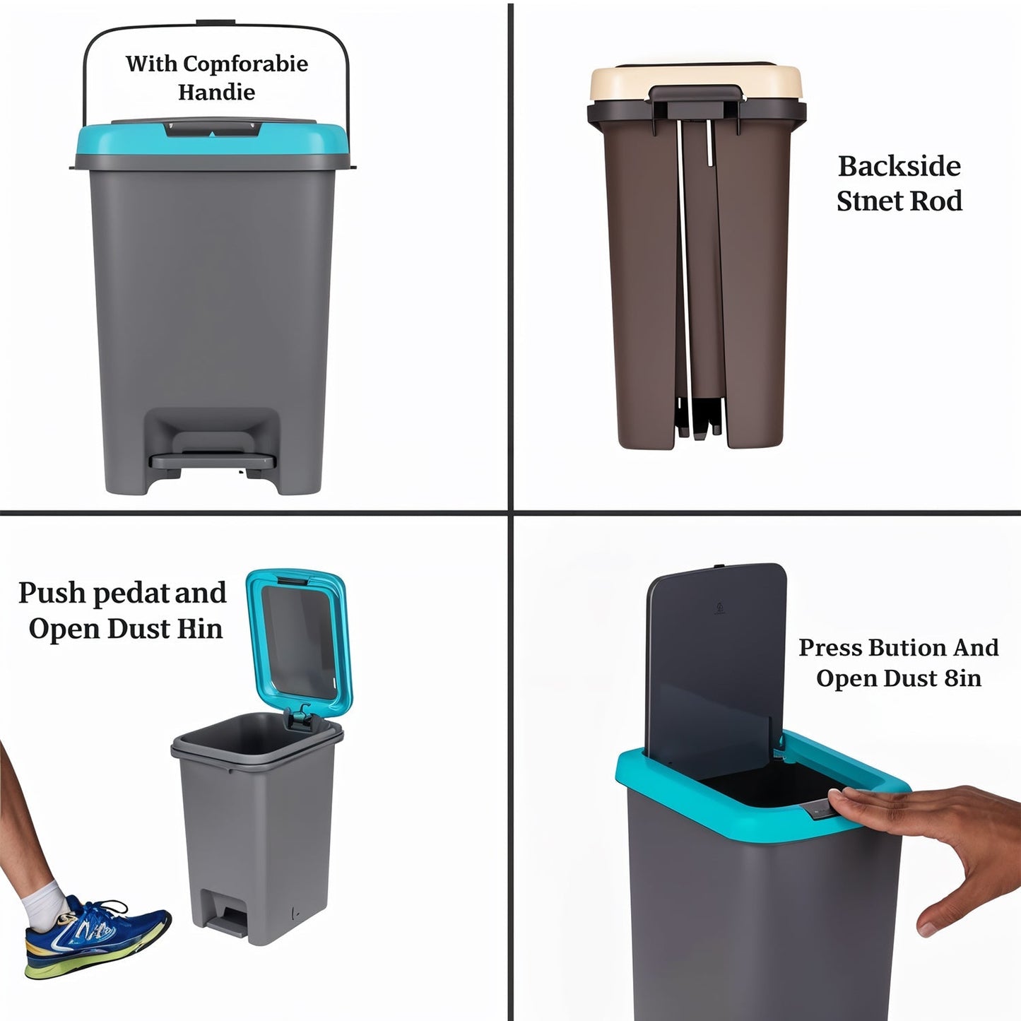 Apex Push N Pedal Plastic Dustbin 10L Capacity (1 Pc) Your Brand
