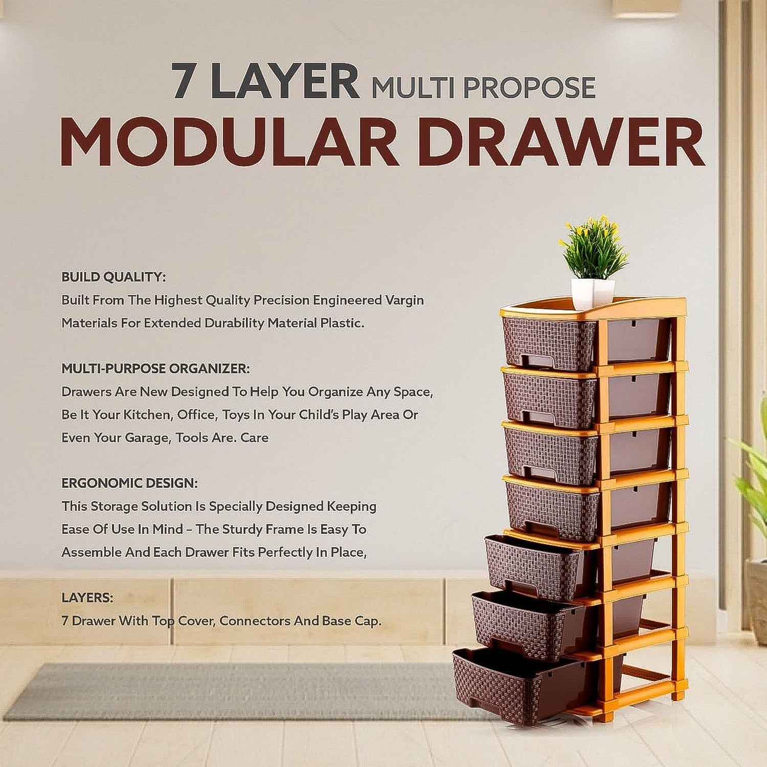 7-Layer Multipurpose Plastic Storage Drawer Organizer Your Brand