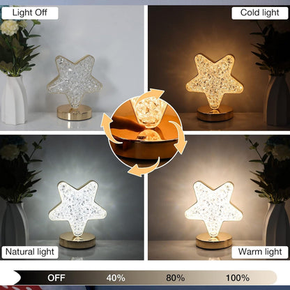 Star Crystal Diamond Touch Lamp – USB Rechargeable, 3-Way Dimmable Your Brand