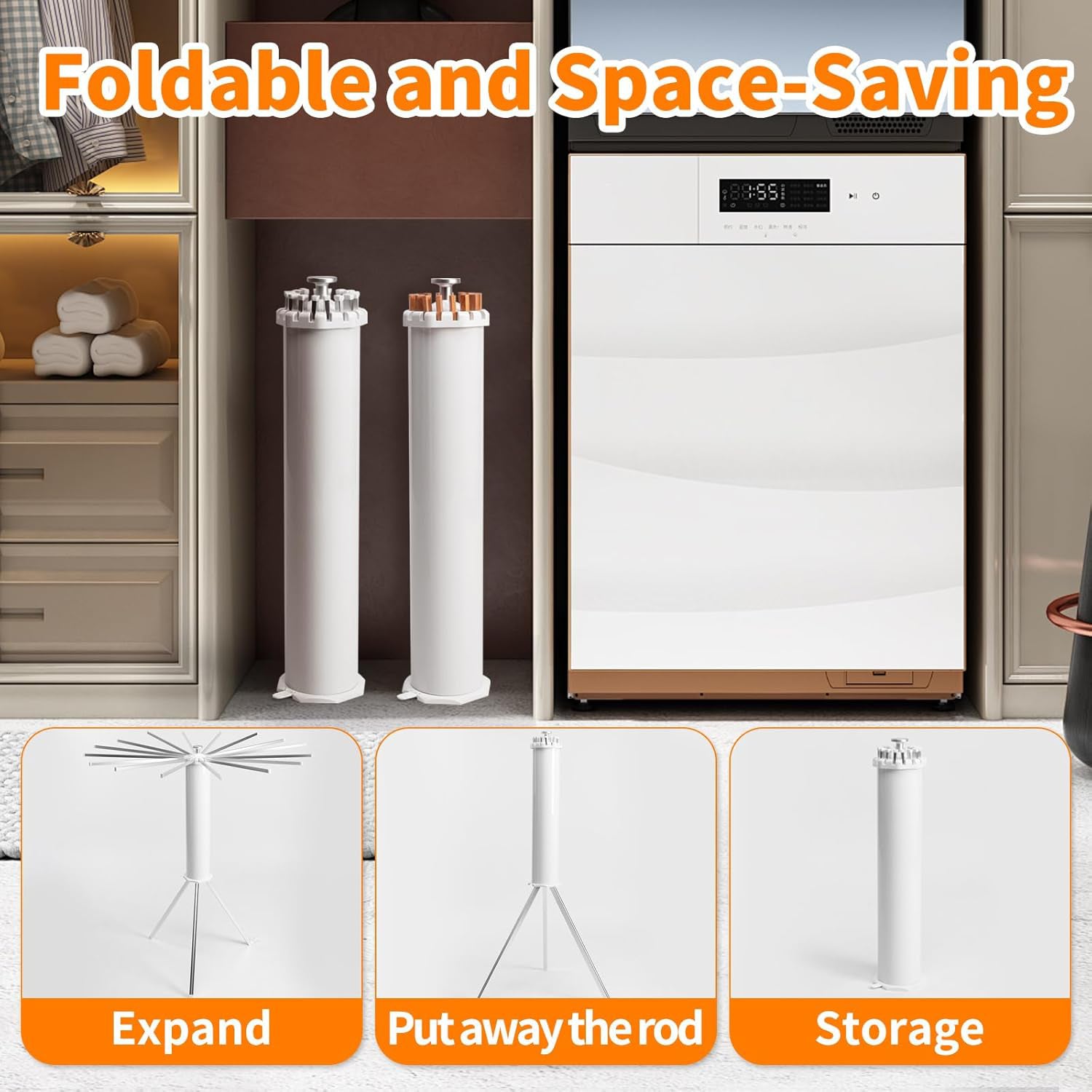 Foldable Rotary Clothes Drying Rack Stand (1 Pc) Your Brand